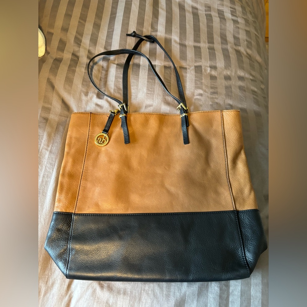 Audrey Brooke leatherTwo-Tone Brown and Black Women's Tote Bag